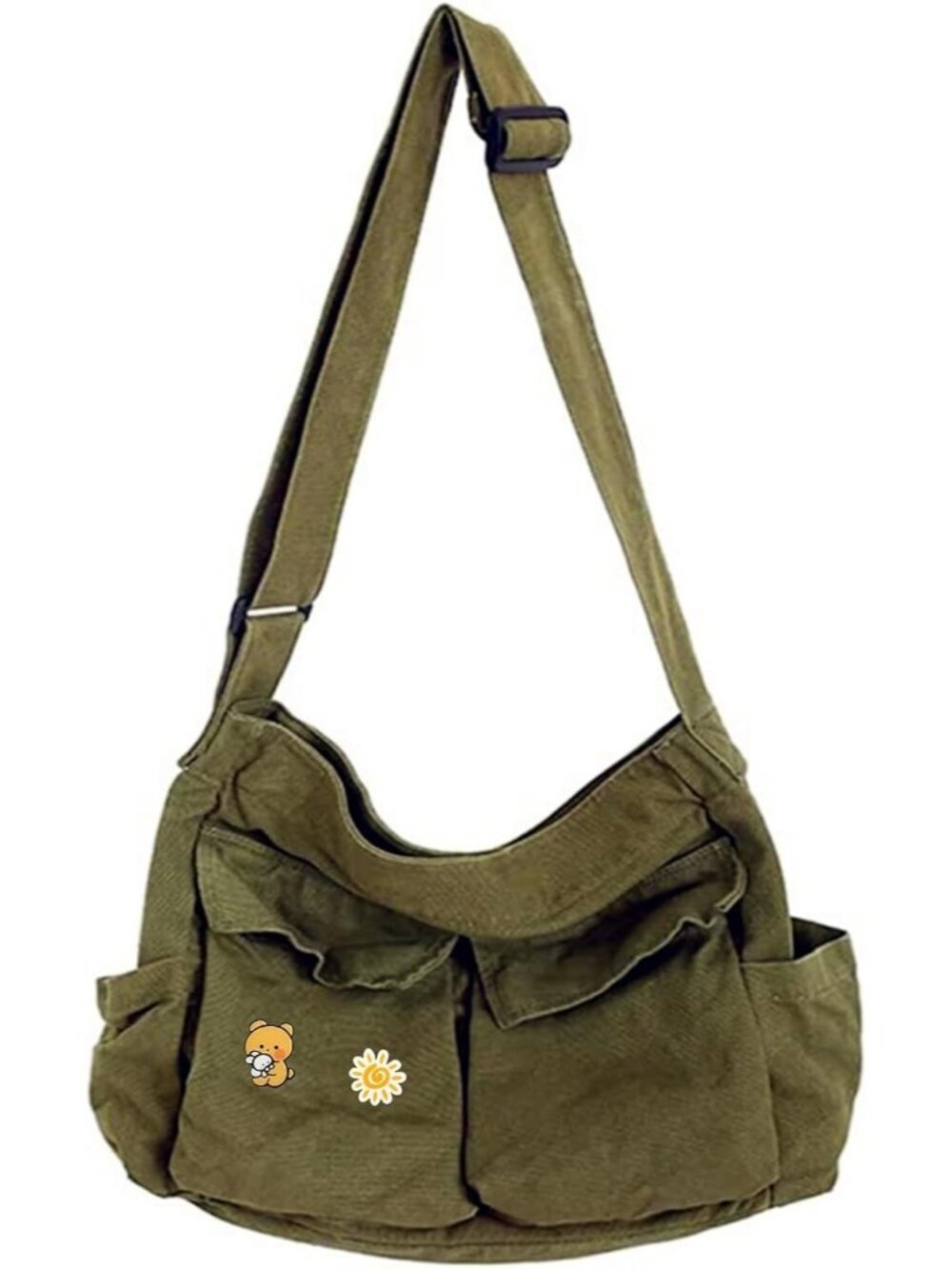 Women's Army Green Multiple Pockets Large Hobo Crossbody Shoulder Bag